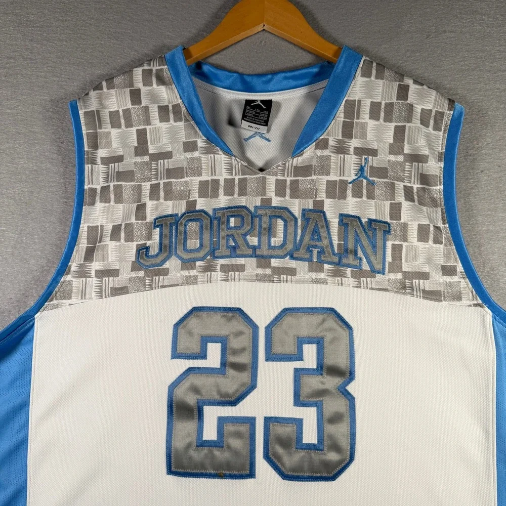 Jordan Mens XXL Blue White 23 Basketball Jersey Dri-FIT Sleeveless Mesh Top